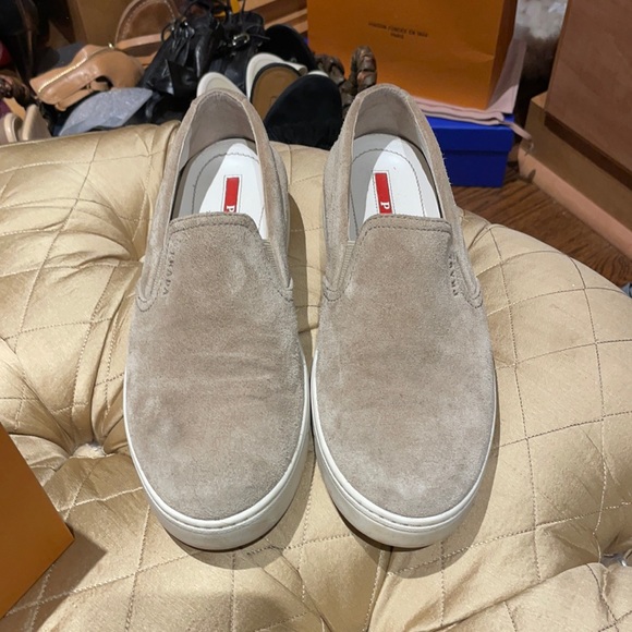 Prada Shoes - Prada slip on sneakers.Size 37.5 (7.5US) suede